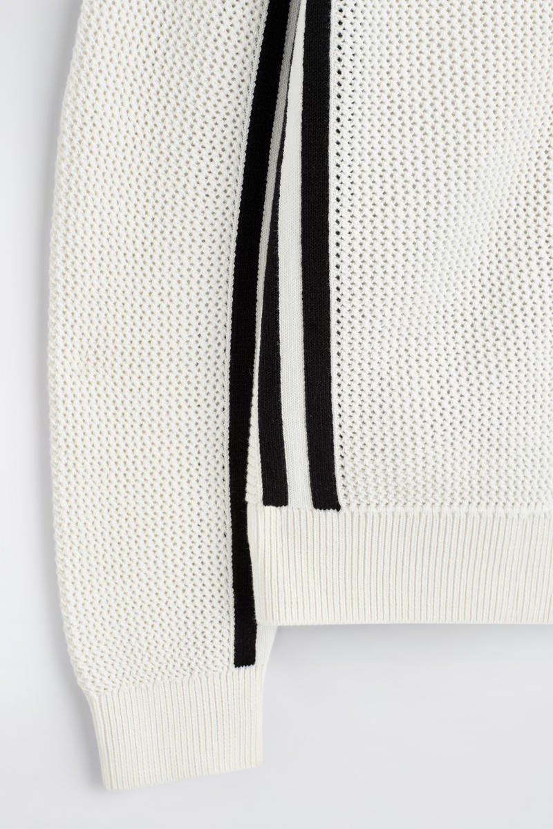 COS ストライプ オープンニット コットンカーディガン