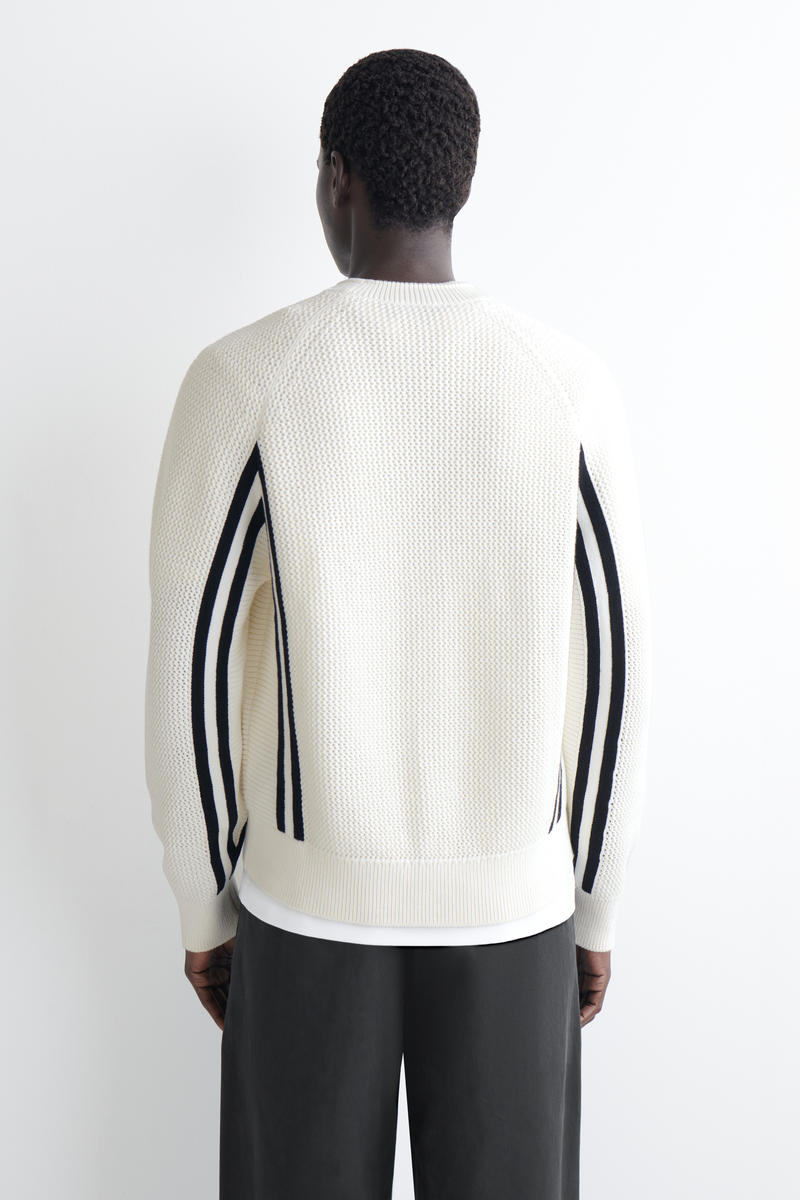 COS ストライプ オープンニット コットンカーディガン