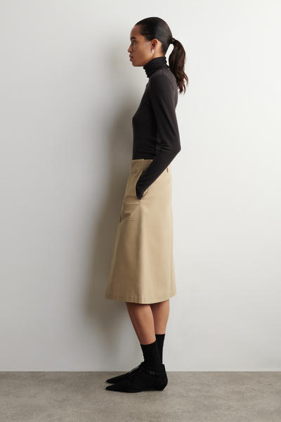 COS プリーツ入り コットンミディスカート