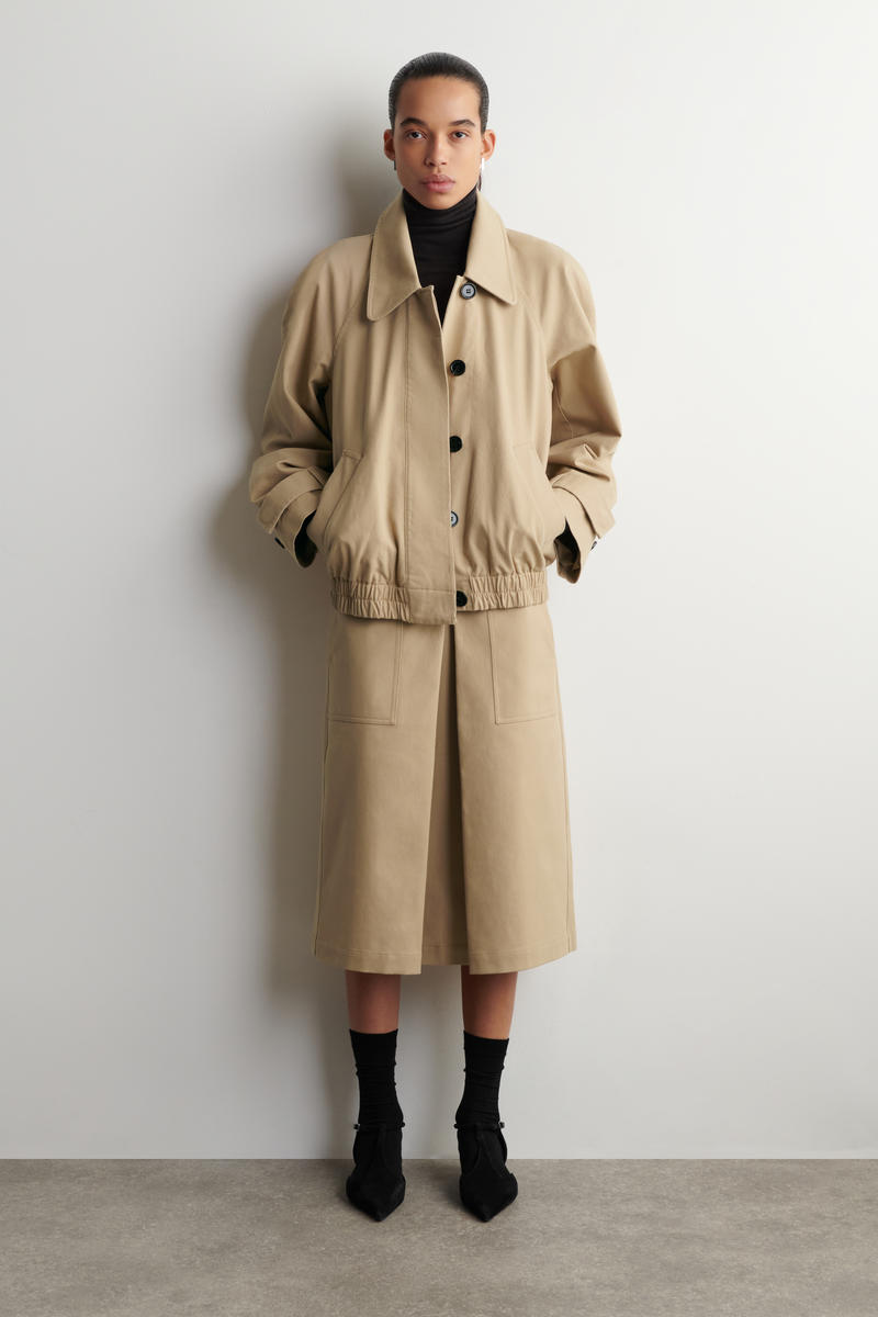 COS プリーツ入り コットンミディスカート