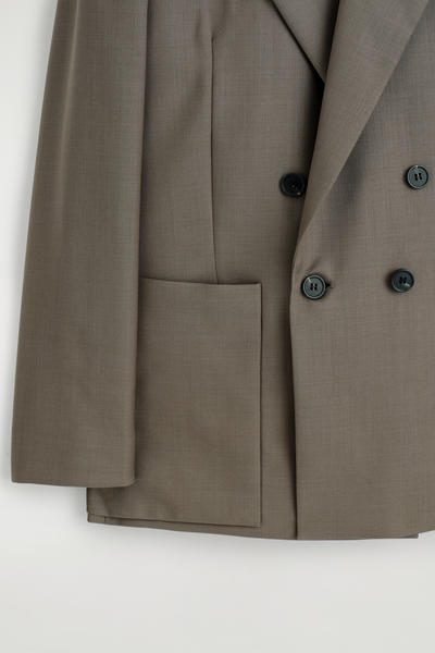 COS ダブルブレスト ウールツイル ブレザー