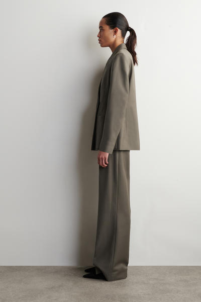 COS ダブルブレスト ウールツイル ブレザー