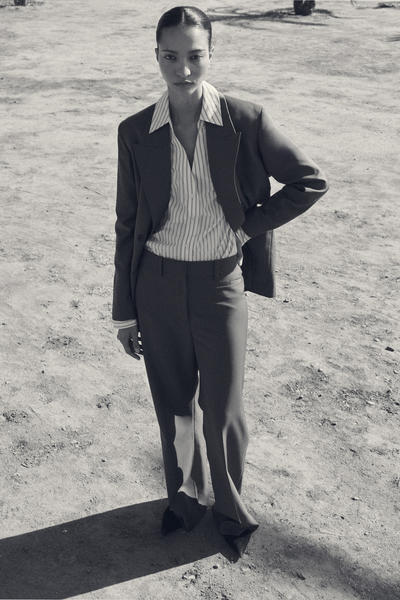 COS ダブルブレスト ウールツイル ブレザー