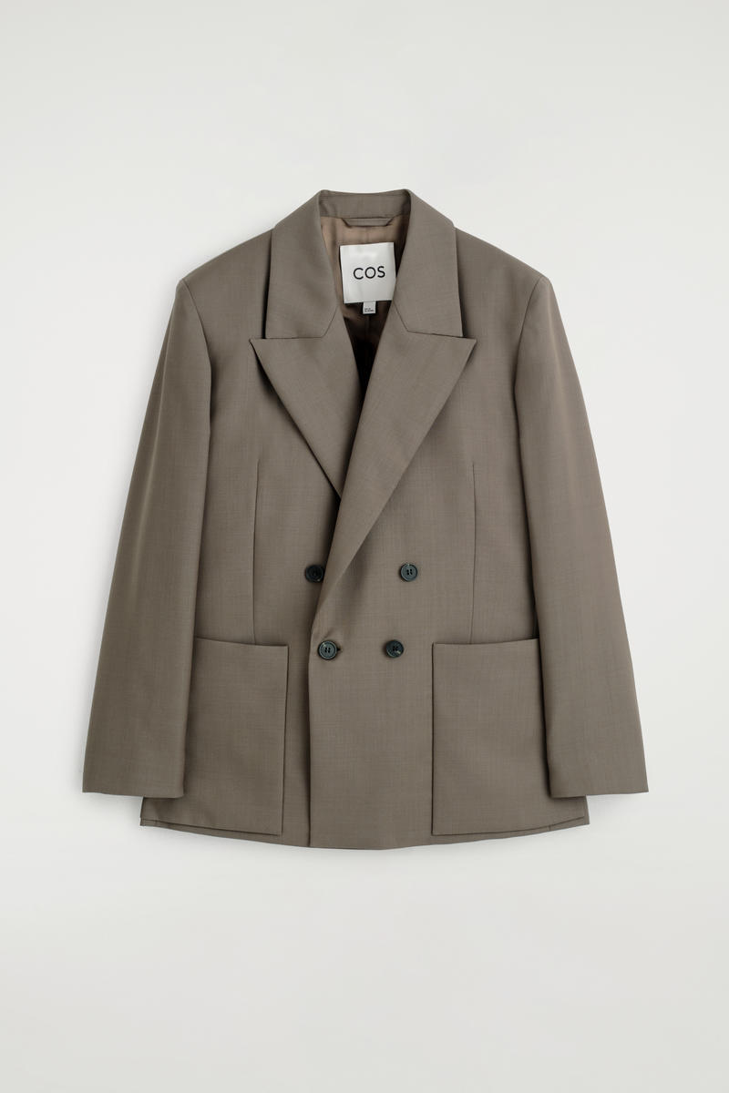 COS ダブルブレスト ウールツイル ブレザー