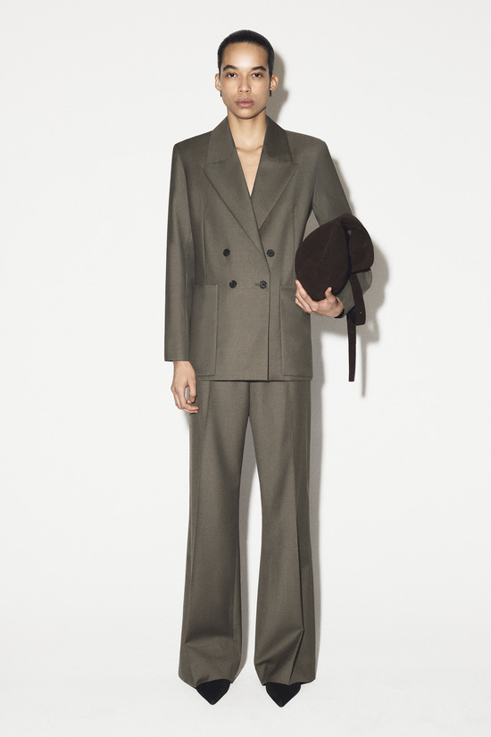 COS ダブルブレスト ウールツイル ブレザー