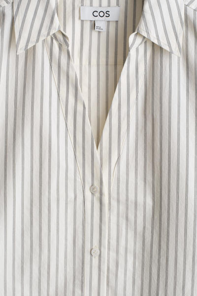 COS オープンカラー コットンポプリンシャツ