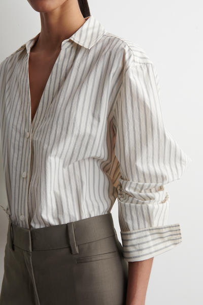 COS オープンカラー コットンポプリンシャツ