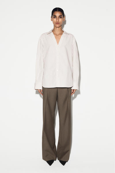 COS オープンカラー コットンポプリンシャツ