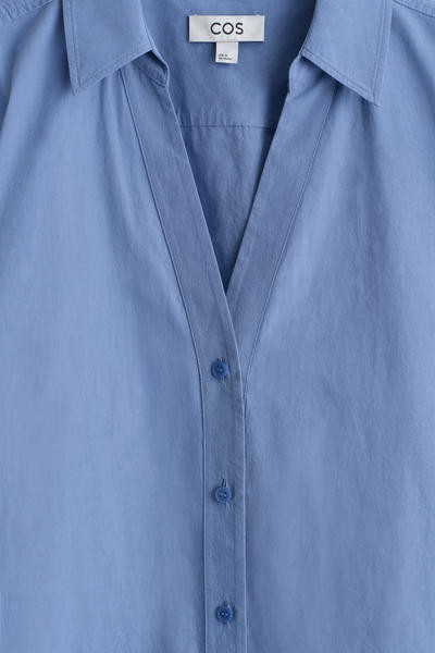 COS オープンカラー コットンポプリンシャツ