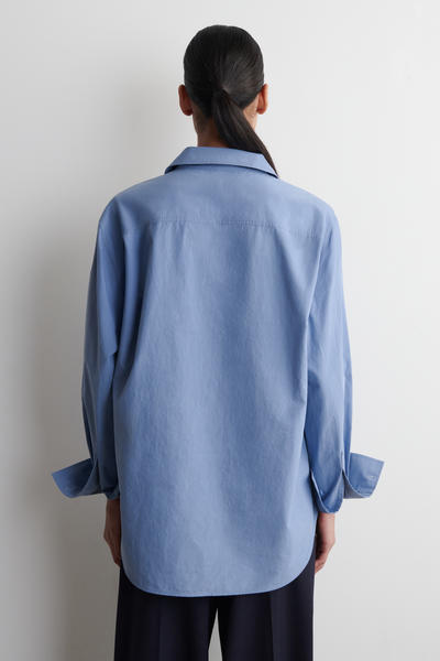 COS オープンカラー コットンポプリンシャツ