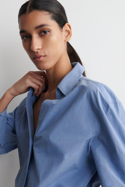 COS オープンカラー コットンポプリンシャツ