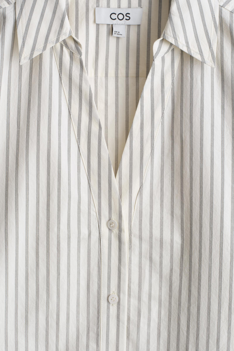 COS オープンカラー コットンポプリンシャツ