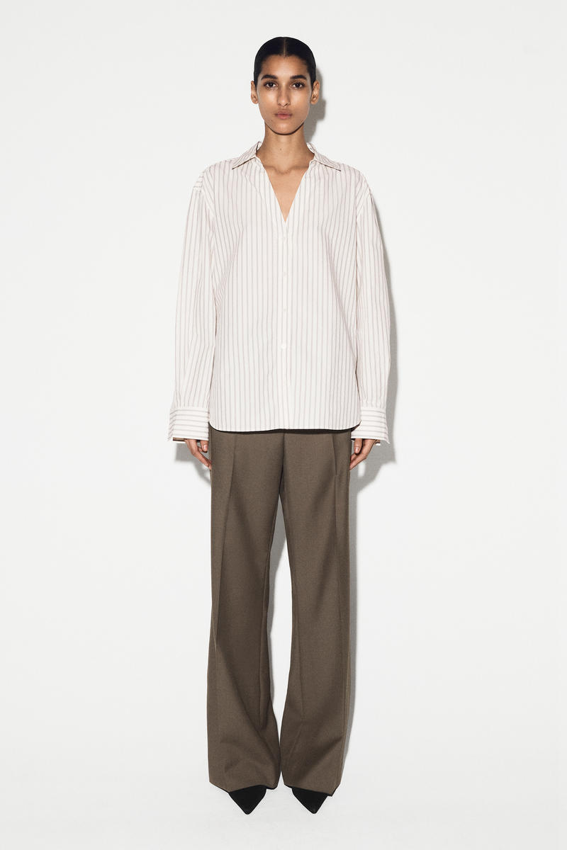 COS オープンカラー コットンポプリンシャツ