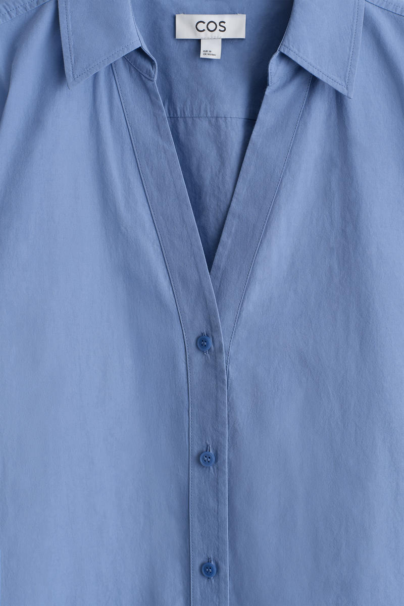 COS オープンカラー コットンポプリンシャツ