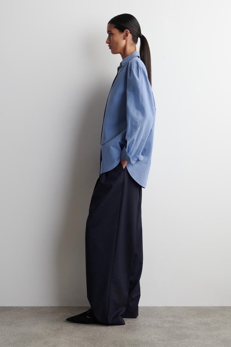 COS オープンカラー コットンポプリンシャツ