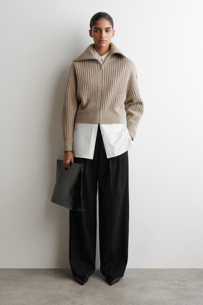 COS リブメリノウールジャケット