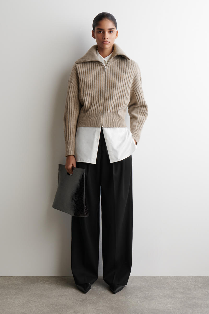 COS リブメリノウールジャケット