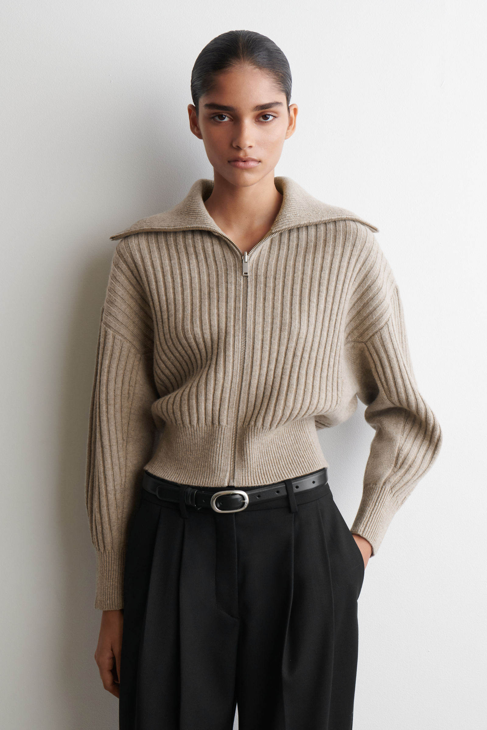 RIBBED MERINO WOOL JACKET リブメリノウールジャケット ベージュ