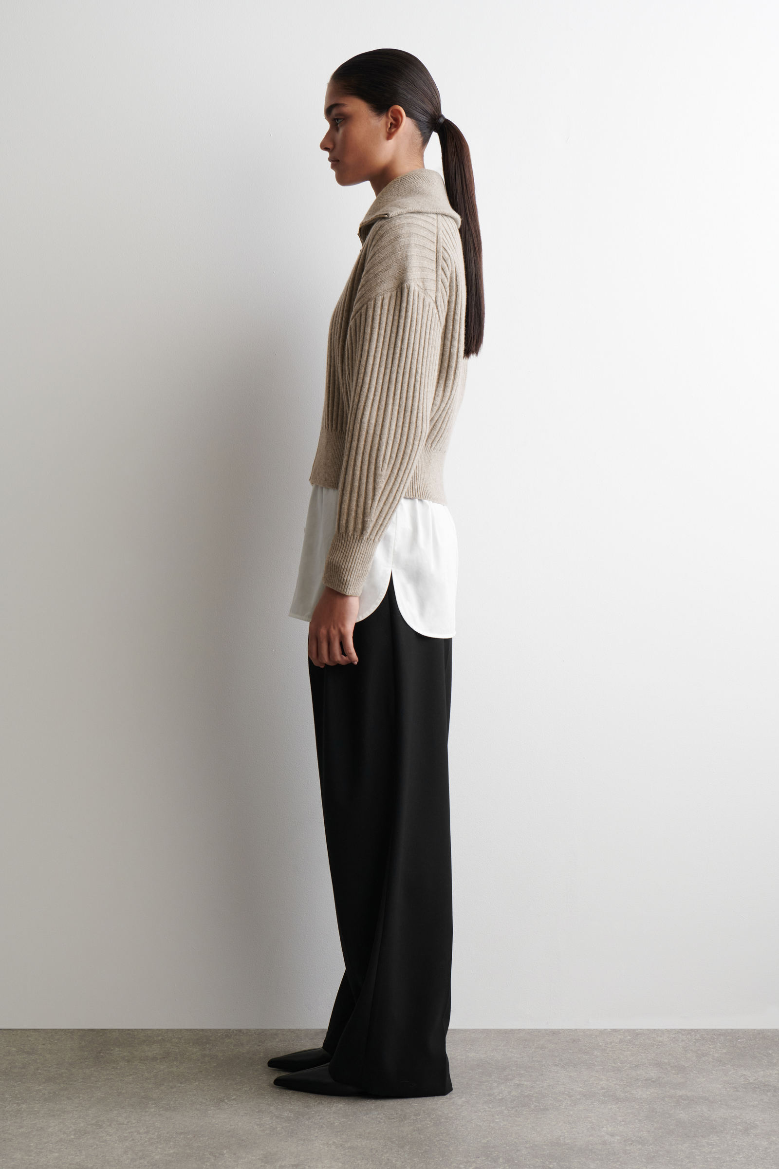 RIBBED MERINO WOOL JACKET リブメリノウールジャケット ベージュ