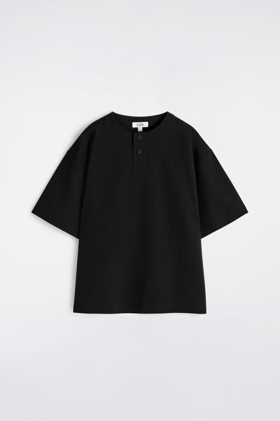 COS オーバーサイズ コットンジャージー ヘンリーTシャツ