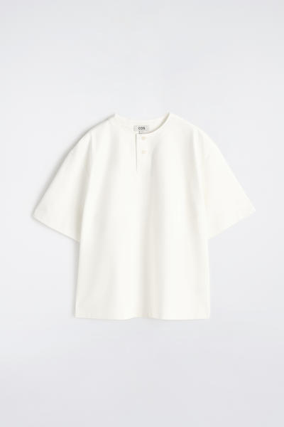 COS オーバーサイズ コットンジャージー ヘンリーTシャツ