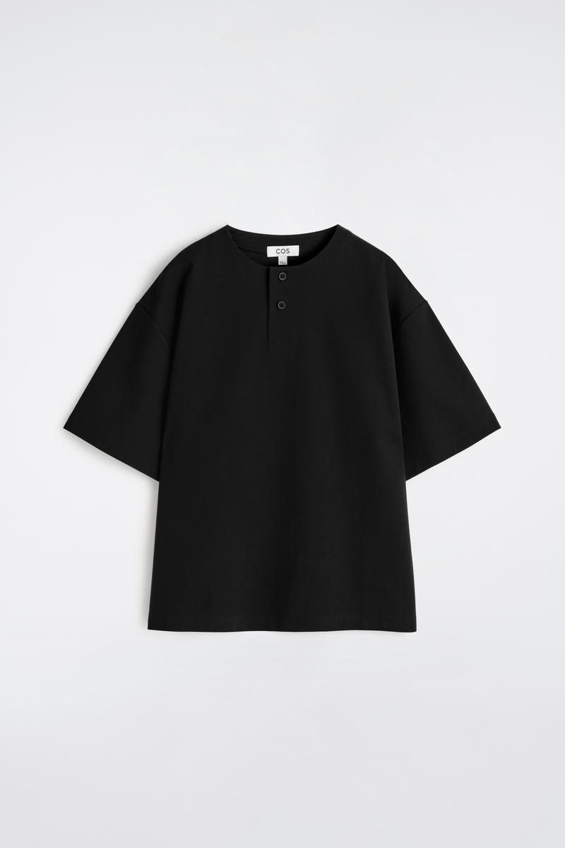 COS オーバーサイズ コットンジャージー ヘンリーTシャツ