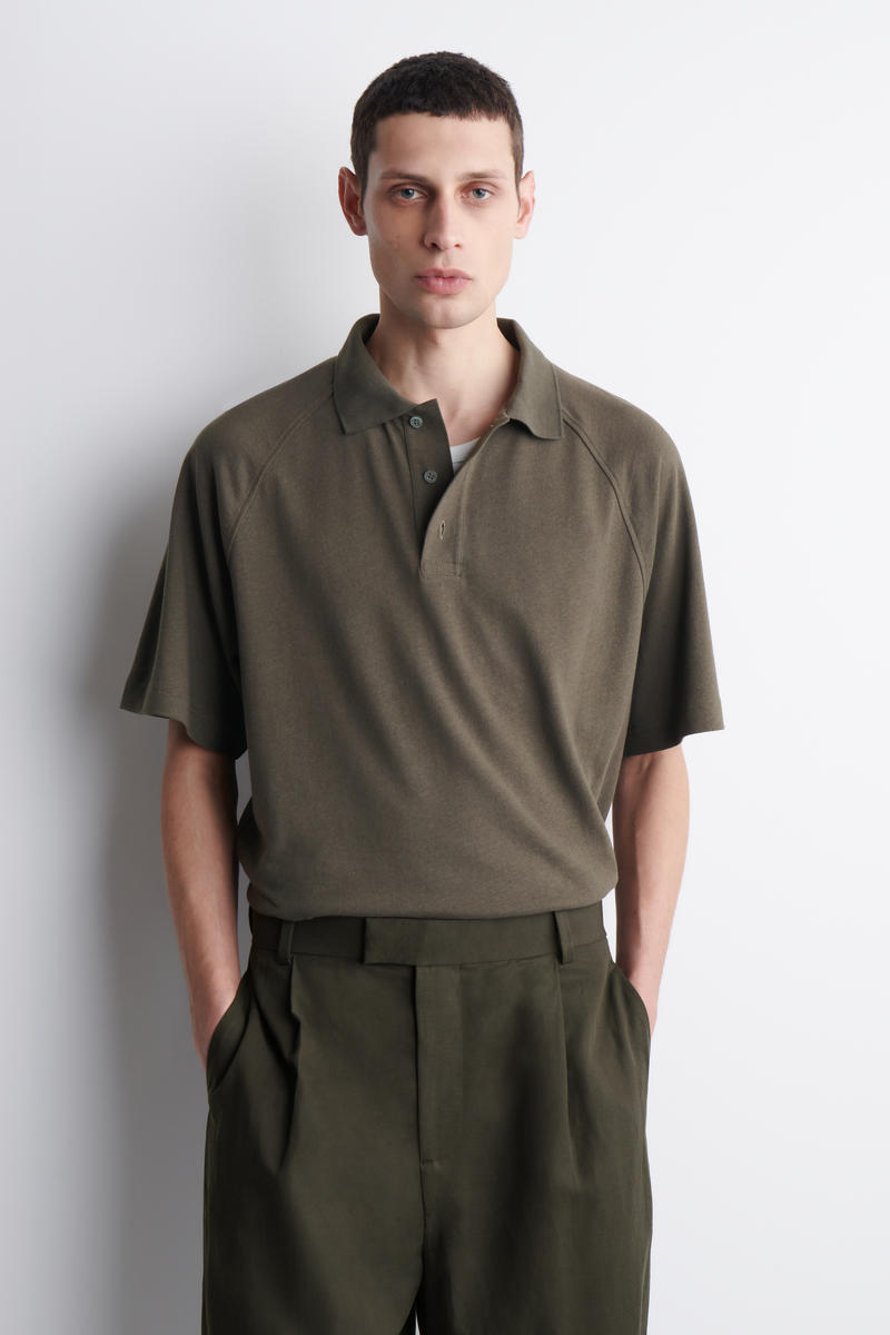 COS リラックスフィット コットンリネン ポロシャツ