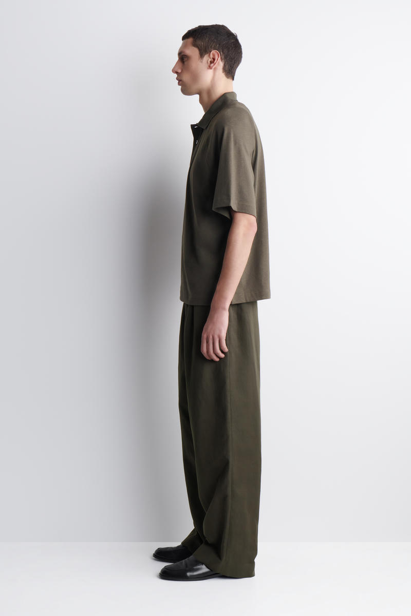 COS リラックスフィット コットンリネン ポロシャツ