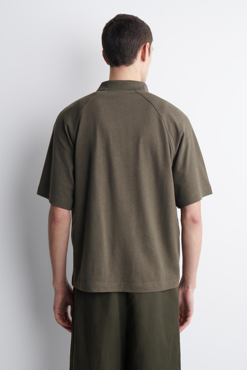 COS リラックスフィット コットンリネン ポロシャツ