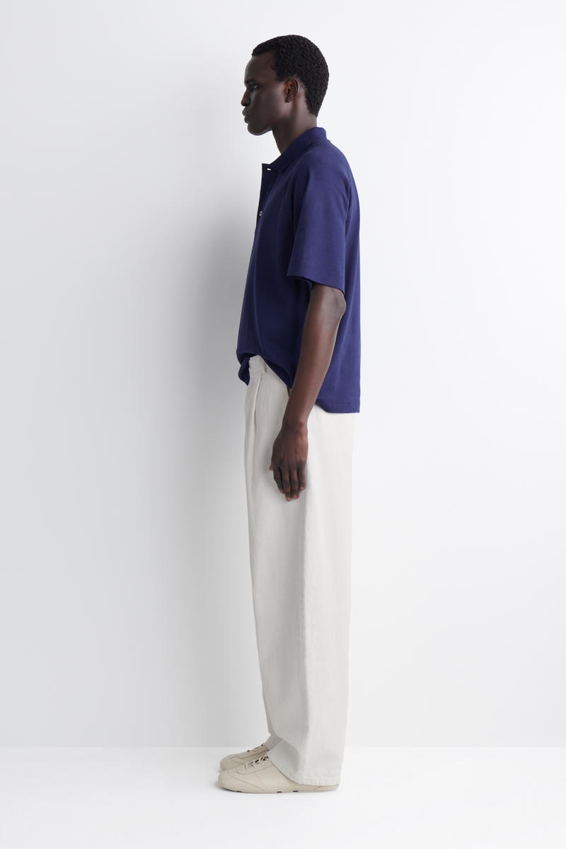 COS リラックスフィット コットンリネン ポロシャツ