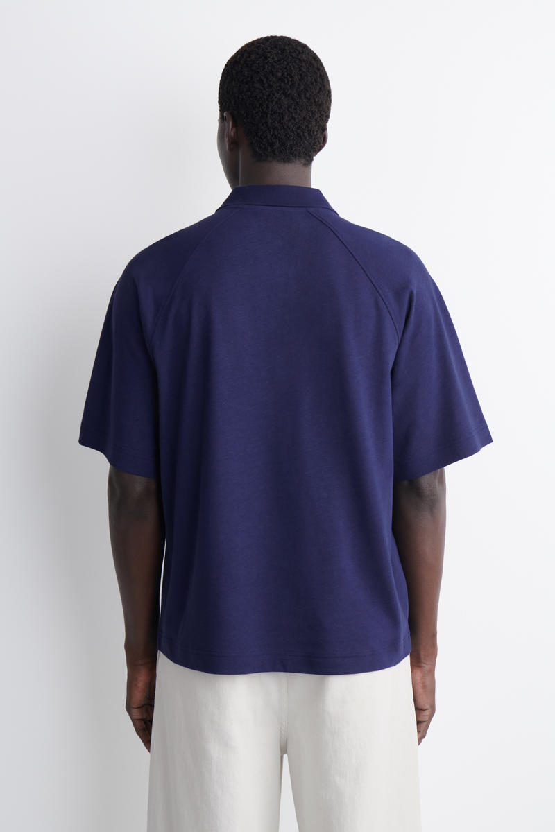 COS リラックスフィット コットンリネン ポロシャツ