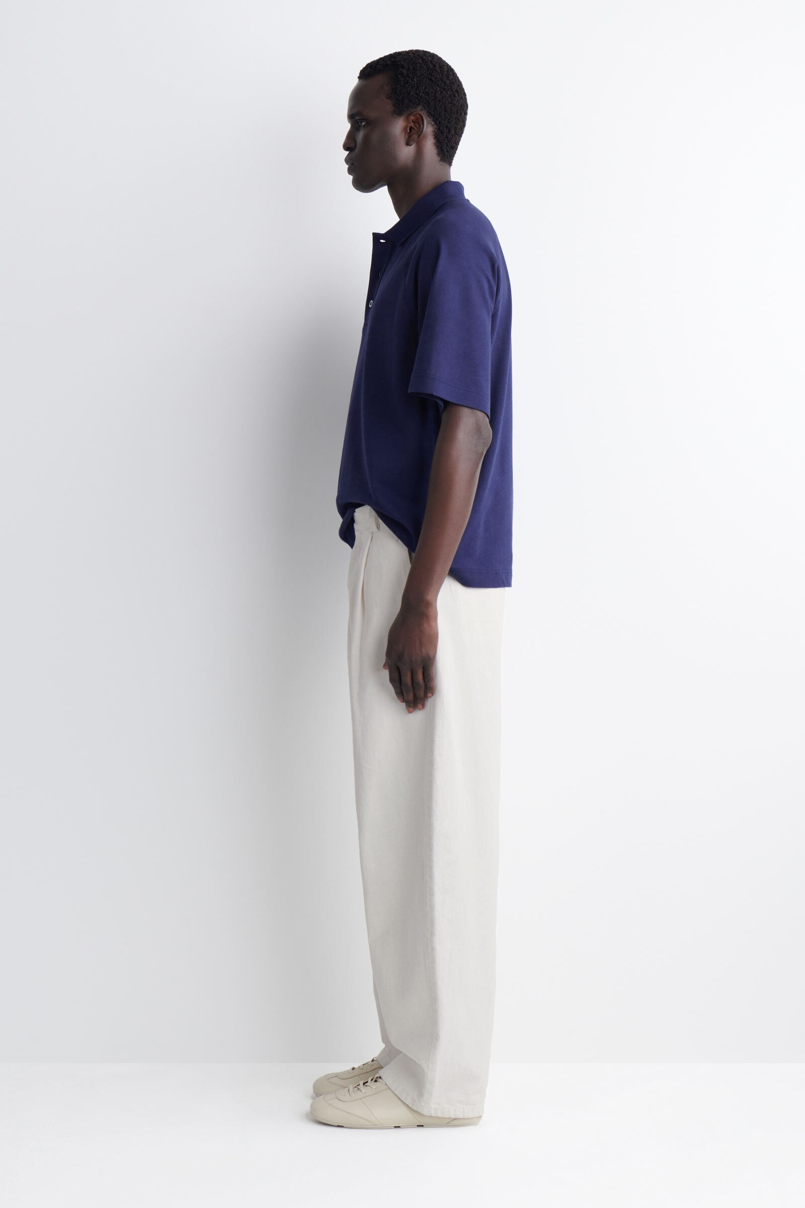 RELAXED COTTON-LINEN POLO SHIRT リラックスフィット コットンリネン