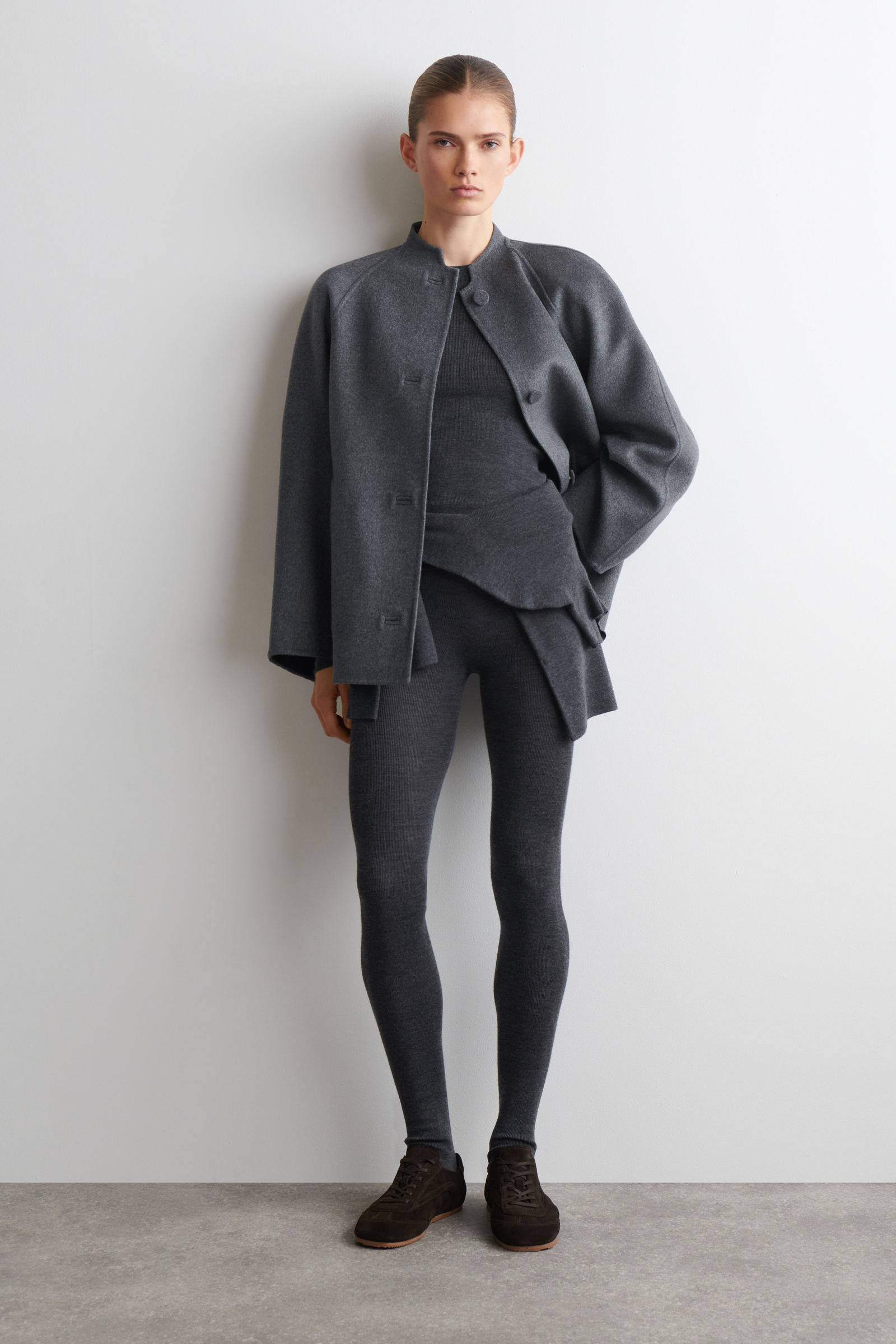 MERINO WOOL LEGGINGS メリノウールレギンス チャコールメランジュ