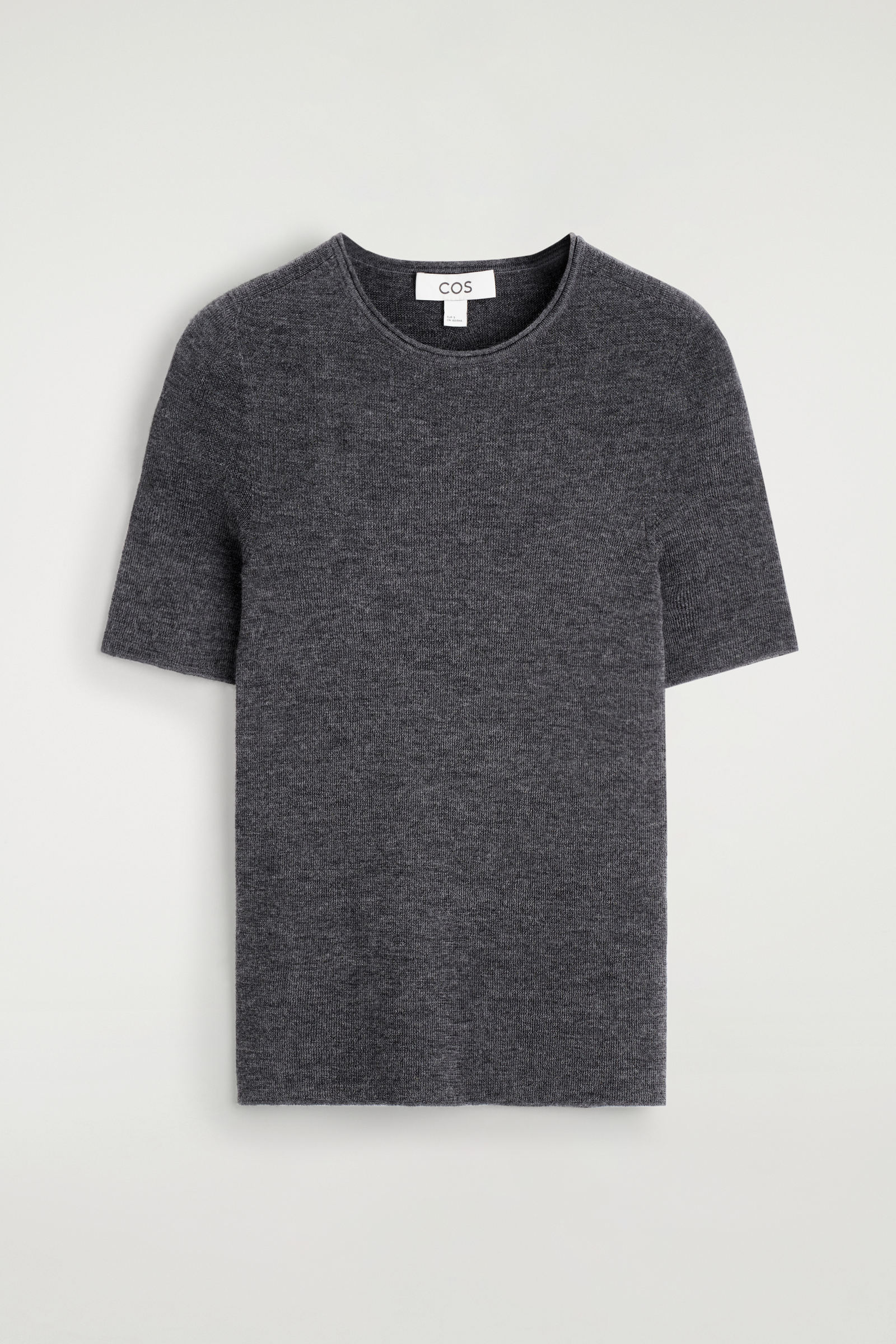 COS オーバーサイズ ボイルドメリノウールTシャツ　S チャコールメランジュ OVERSIZED BOILED MERINO WOOL T-SHIRT オーバーサイズ ボイルドメリノ
