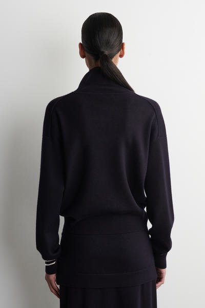 COS メリノウール ファンネルネック カーディガン