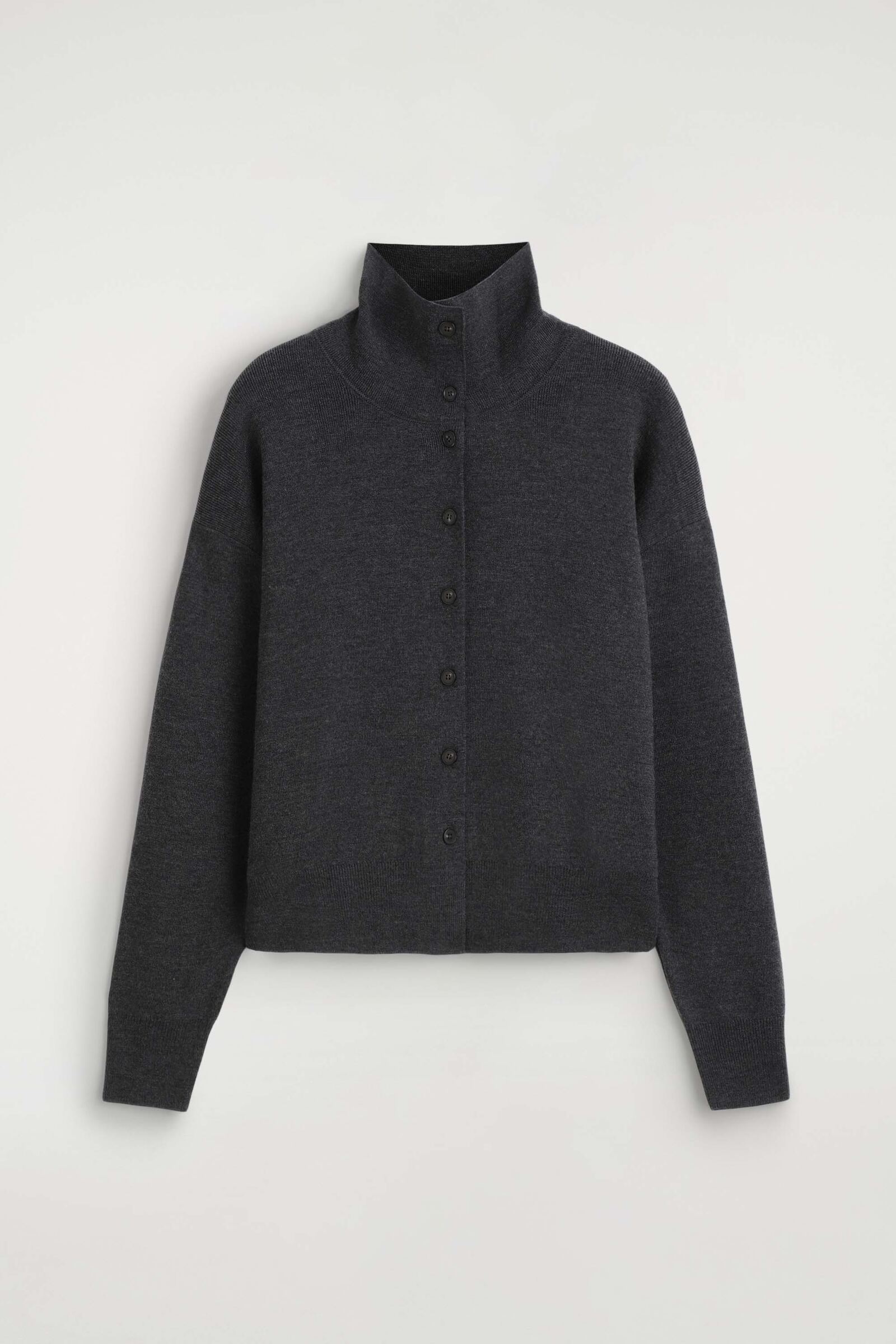 MERINO WOOL FUNNEL-NECK CARDIGAN メリノウール ファンネルネック