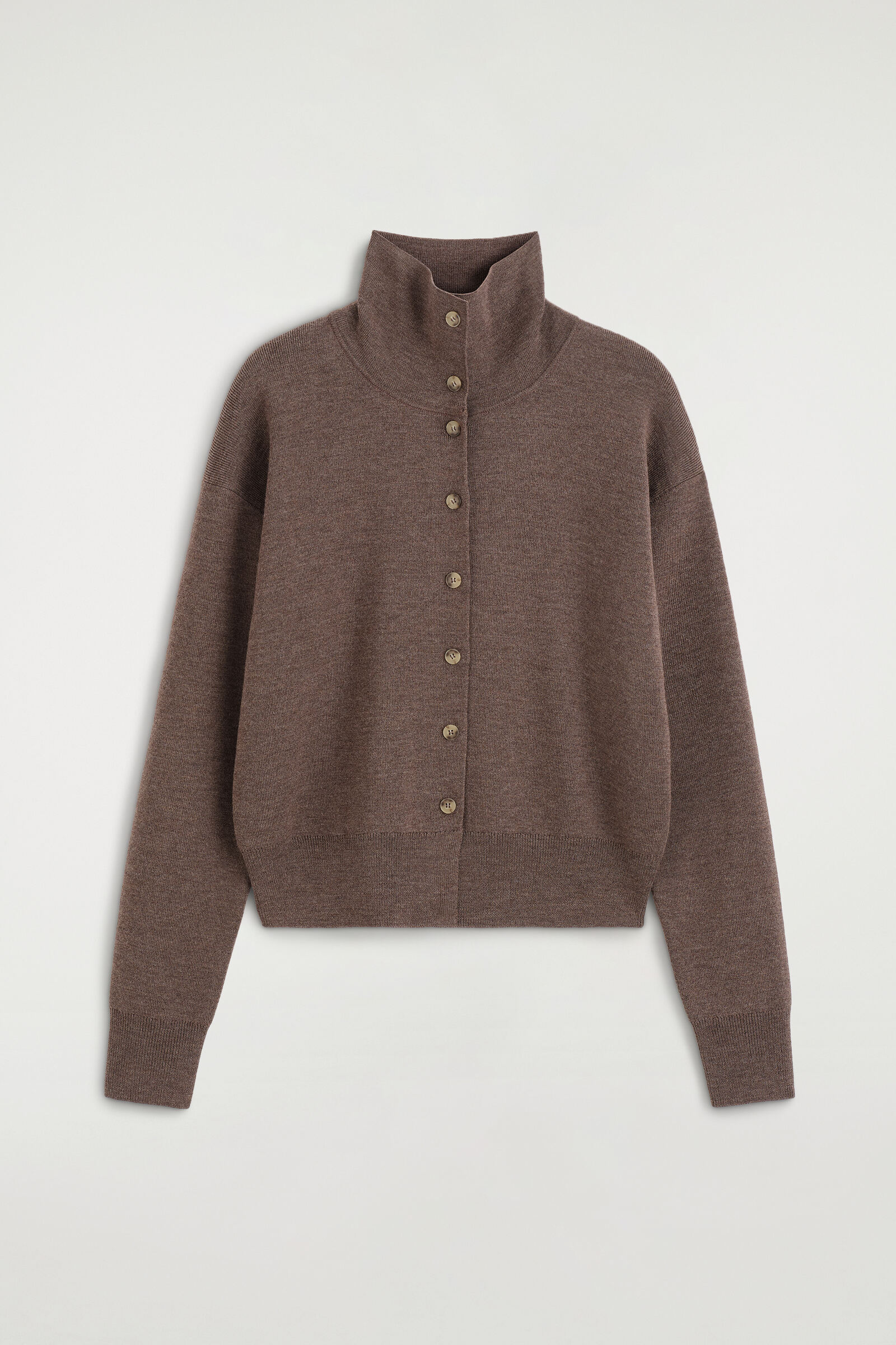 MERINO WOOL FUNNEL-NECK CARDIGAN メリノウール ファンネルネック