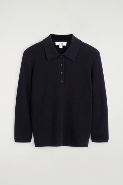 COS クロップドスリーブメリノウールポロシャツ