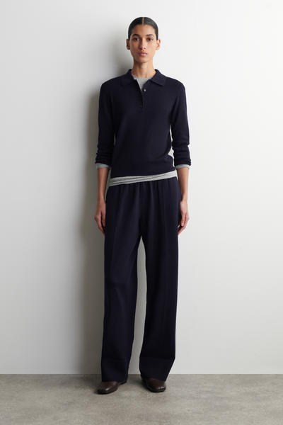 COS クロップドスリーブメリノウールポロシャツ