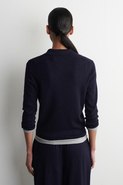 COS クロップドスリーブメリノウールポロシャツ