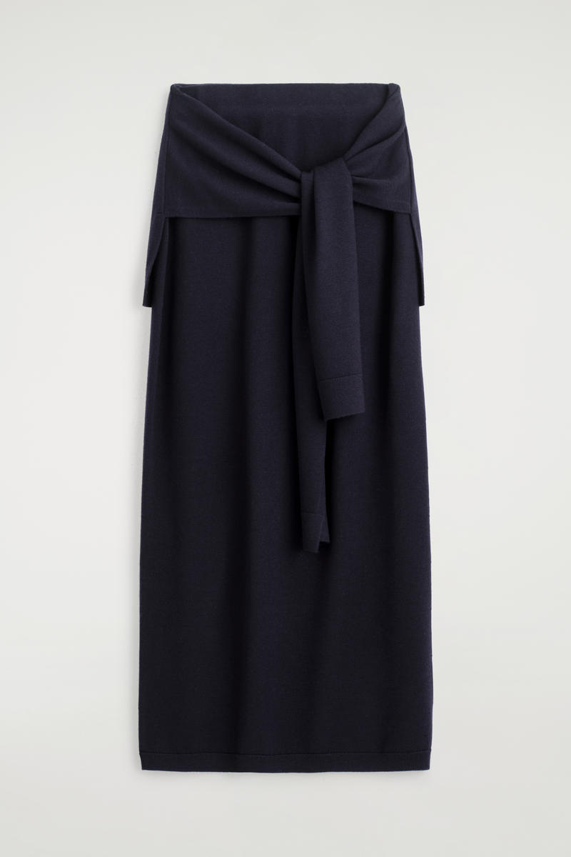 COS タイウエストメリノウールミディスカート