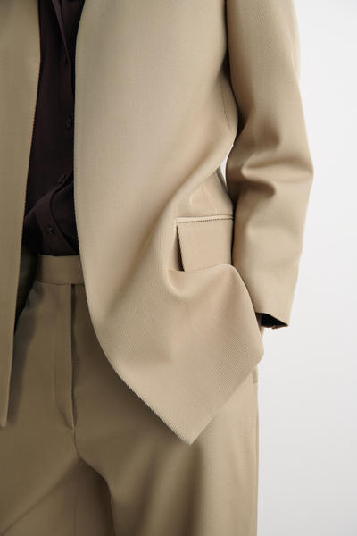 COS ノーカラー ウールツイル ブレザー