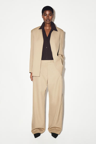 COS ノーカラー ウールツイル ブレザー