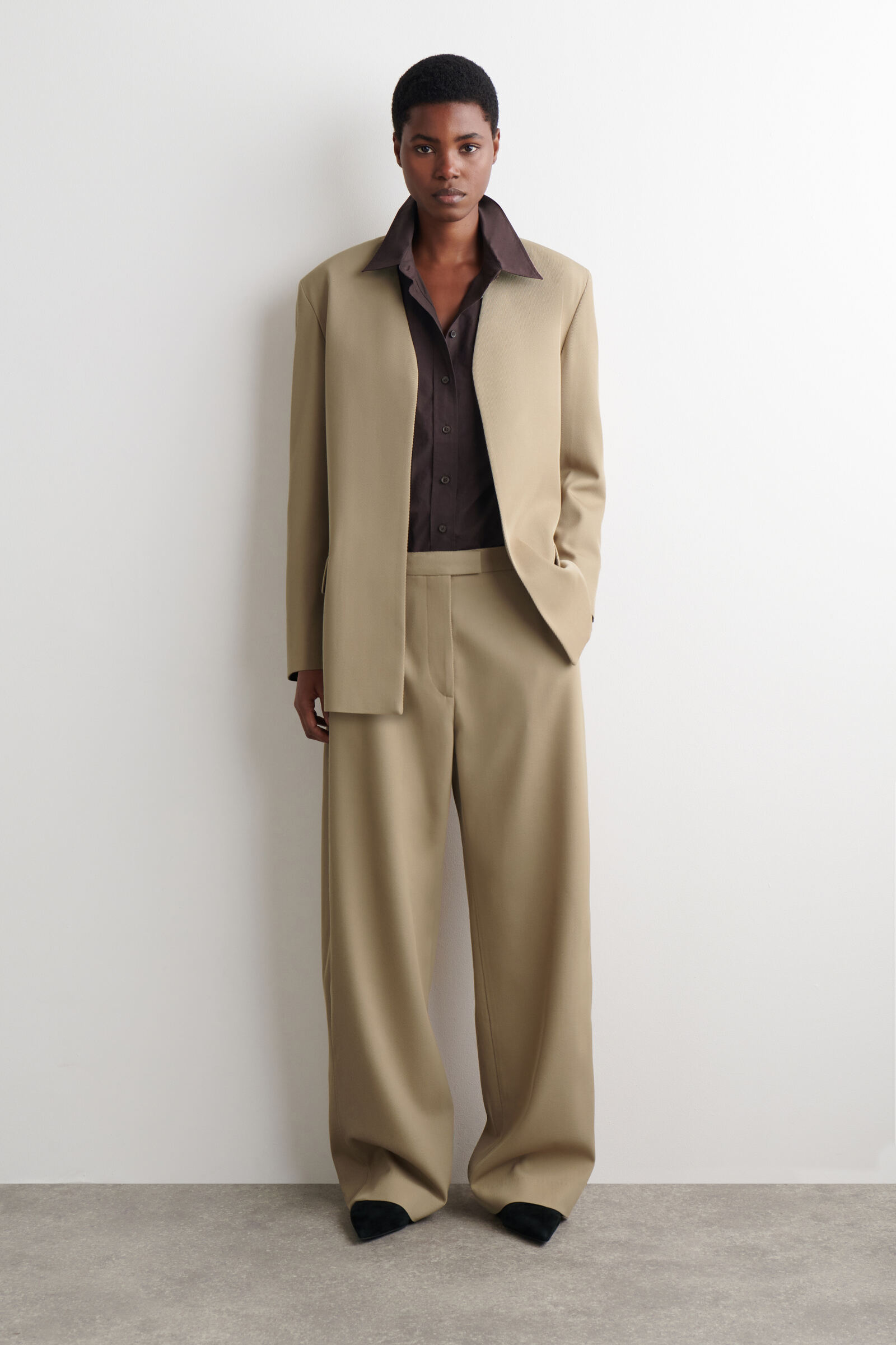 COS atelier ノーカラージャケット COLLARLESS WOOL-TWILL BLAZER ノーカラー ウールツイル ブレザー