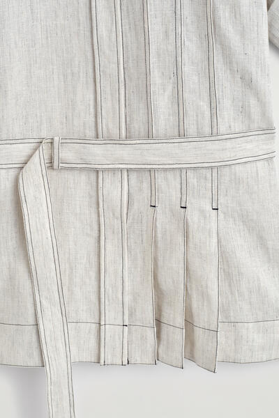 COS ベルト付きプリーツリネンミニシャツドレス