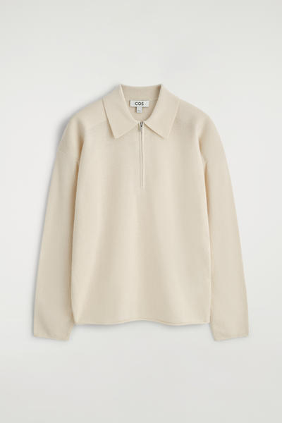 COS メリノウールヤクジップアップポロシャツ