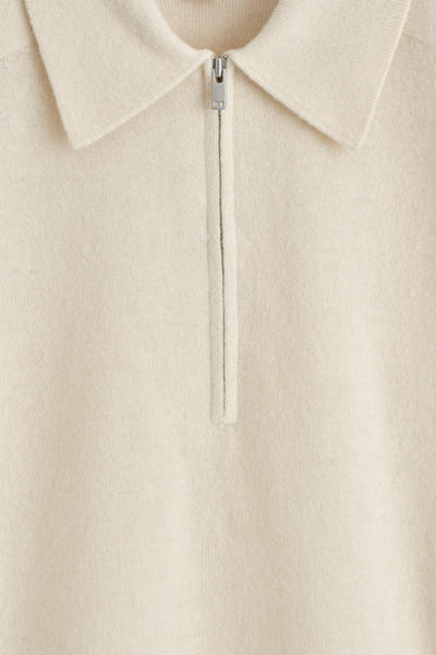 COS メリノウールヤクジップアップポロシャツ