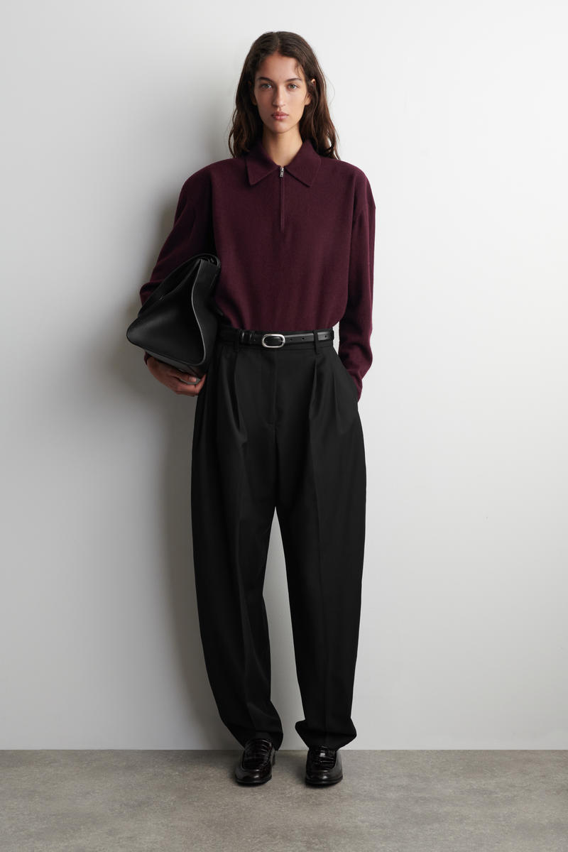 COS メリノウールヤクジップアップポロシャツ