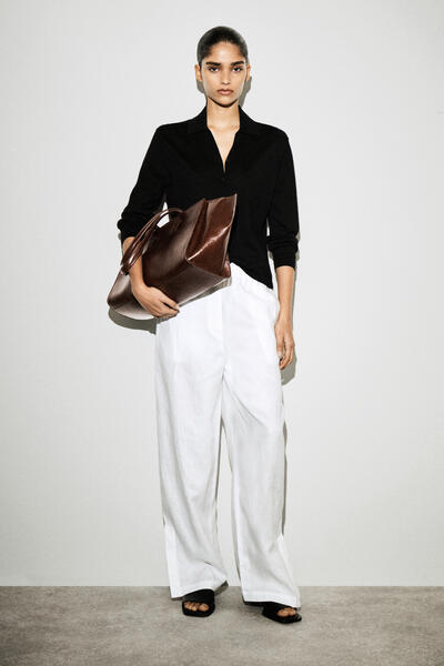 COS リネンバレルレッグパンツ