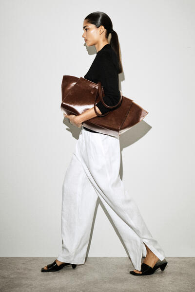 COS リネンバレルレッグパンツ